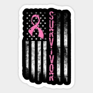 Cool Breast Cancer Survivor Women Pink Flag Sticker